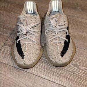 Yeezy Knit Low-Top Sneakers in Tan with Black Stripe
